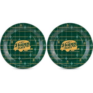 imageCamco Life is Better at the Campsite Paper Plates  9Inch  Green Grid 25Count 534929 Pack of 2