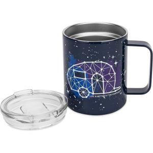 imageCamco Life is Better at the Campsite Stainless Steel Mug with Lid  White RV Constellation Design on Navy Frost Background  14oz 53310
