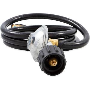 imageCamco Low Pressure Gas Regulator with 6 Hose and Female Quick Connect x Acme Nut Simple and Quick Install  Use with Low Pressure Gas Appliances 576296 Hose