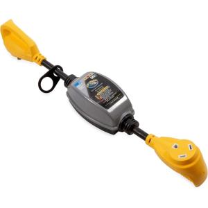 imageCamco PowerGrip 30Amp CamperRV Circuit Analyzer Dogbone  Features Integrated Surge Protection Up to 2100 Joules ampamp Diagnostic LEDs for Fault Indication 5531830M30F