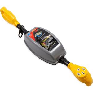 imageCamco PowerGrip 30Amp CamperRV Circuit Analyzer Dogbone  Features Integrated Surge Protection Up to 2100 Joules ampamp Diagnostic LEDs for Fault Indication 5531850M50F