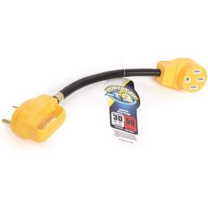 imageCamco PowerGrip CamperRV Dogbone Electrical Adapter  Features 30Amp Male NEMA TT30P and 50Amp Female NEMA 1450R Ends  Rated for 125V3750W 55185