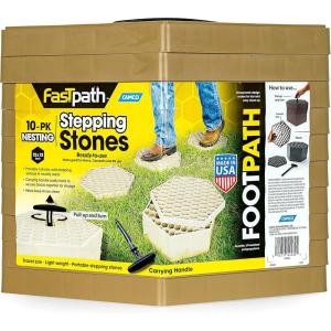 imageCamco RV Travel FastPath Portable Stepping Blocks  Ideal for Providing a Sturdy Solid Stepping Surface in Muddy Areas  Stackable  Charcoal 10Pack 44530Tan