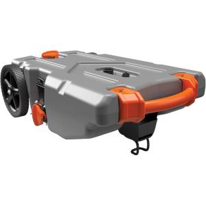 imageCamco Rhino 28Gallon Portable CamperRV Tote Tank  Features 2 Steerable NoFlat Front Wheels ampamp BuiltIn Gate Valve  Includes Removable 24quot Tow Bar 3 Sewer Hose ampamp More RV Accessories 3900536 Gallon