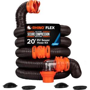 imageCamco Rhino RV Sewer Hose Kit  Includes RhinoFLEX 20ft Sewer Hose ampamp Sidewinder 20ft Sewer Hose Support  Superior RV Tank Dumping 3979920 Rhino Sewer Hose