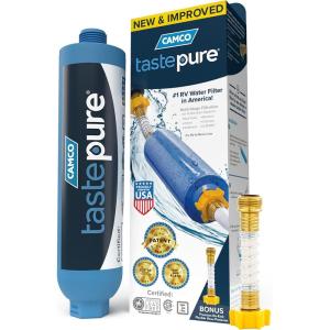 imageCamco Tastepure XL RV  Reliable RV Inline with Flexible Hose Protector  GAC ampamp KDF  Made in USA  Camping Essentials for Fresh Drinking Water 40019Standard Filter