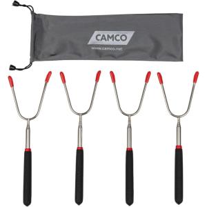 imageCamco Telescoping Roasting Forks  Allows for Roasting of Food Over an Open Fire  Features a TwoProng Design  4Pack with Storage Bag 44015