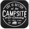 imageCamco Life is Better at The Campsite Hitch Receiver Cover  Protects Your Trailer Hitch Receiver from Debris Dirt Water and Rust  Life is Better at The Campsite Sketch Logo BlackSilver 53410Life is Better at the Campsite Emblem