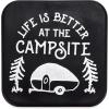 imageCamco Life is Better at The Campsite Hitch Receiver Cover  Protects Your Trailer Hitch Receiver from Debris Dirt Water and Rust  Life is Better at The Campsite Sketch Logo BlackSilver 53410Life is Better at the Campsite Sketch Logo