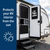 imageCamco Life is Better at The Campsite RV Door Window Light Blocking Shade  Helps Keep The Interior Temperature Cooler in Hot Weather  Provides Added Privacy  53051Retro Stars