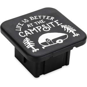 imageCamco Life is Better at The Campsite Hitch Receiver Cover  Protects Your Trailer Hitch Receiver from Debris Dirt Water and Rust  Life is Better at The Campsite Sketch Logo BlackSilver 53410Life is Better at the Campsite Sketch Logo