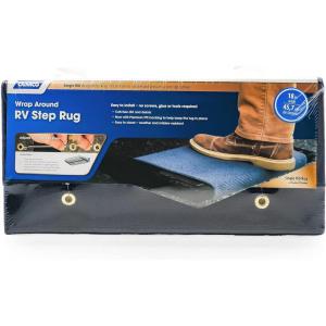 imageCamco 42909 Black Premium Wrap Around RV Step Rug 100 Polyester 22quot x 23quotBlue