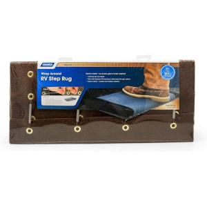 imageCamco 42909 Black Premium Wrap Around RV Step Rug 100 Polyester 22quot x 23quotBrown