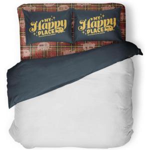 imageCamco Life is Better at The Campsite Bed Sheet Set  Crafted of 100 Polyester ampamp Machine Washable  Features a Red Plaid My Happy Place VintageInspired Look  CamperRV Short QueenSize Beds 53119
