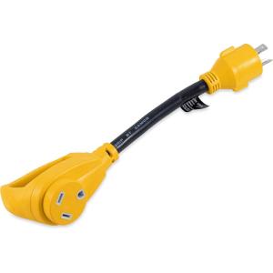 imageCamco 55272 12quot L530 AMP Locking 3Prong PlugTT30 30 AMP Standard Receptacle PowerGrip Generator AdapterOne Size