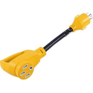 imageCamco PowerGrip CamperRV Generator Adapter  Features a 4Prong L1430 Male End and a Standard 50Amp Female End  Rated for 125250 Volts ampamp 7500 Watts 554224Prong