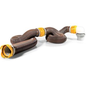 imageCamco Revolution Sewer Hose Kit with 360 Degree Swivel Fittings and 4in1 Elbow Adapter Universal Fit 20 Feet 39634