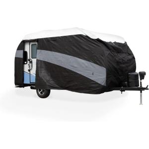 imageCamco ULTRAGuard Supreme RV Cover  Mini Travel Trailers Up to 17 7quot wFront Door Entry  Zipper Entry Doors ampamp Covered Air Vents  Polypropylene ampamp Dupont Tyvek  Storage Bag for RV Storage 56172Zipper Entry