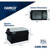 imageCamco 51514 CAM350 Portable Refrigerator AC 110VDC 12V Compact FridgeFreezer 35Liter  Keeps Food and Drinks Cold While OnTheGo  Ideal for Road Trips RVing Camping Boating and Tailgating  Black