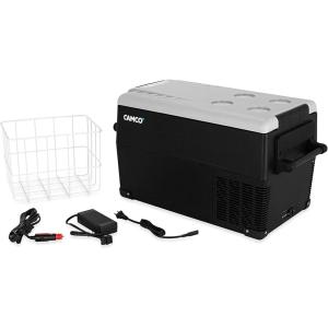 imageCamco 51514 CAM350 Portable Refrigerator AC 110VDC 12V Compact FridgeFreezer 35Liter  Keeps Food and Drinks Cold While OnTheGo  Ideal for Road Trips RVing Camping Boating and Tailgating  Black