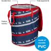 imageCamco PopUp Utility Container  Features Heavy Duty Liner ampamp Zipper Close Lid  Holds 30Gallon KitchenSize Trash Bags  Stands 2Ft Tall ampamp Collapses for RV Storage and Organization 42998Patriotic