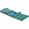 imageCamco 9x12 Handy Mat with Strap  Perfect for picnics Beaches RVing and outings  Reversible Blue Green and Yellow Striped Pattern 42816
