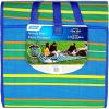 imageCamco 9x12 Handy Mat with Strap  Perfect for picnics Beaches RVing and outings  Reversible Blue Green and Yellow Striped Pattern 42816