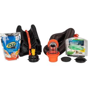imageCamco RV Sanitation Kit  Sewer Hose Kit and Support Provide Drainage from RV to Dump Site and Includes TST DropINs and Dump Gloves 44732