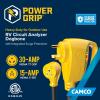 imageCamco Power Grip RV 12 30Amp Circuit Analyzer Dogbone  Features Integrated Surge Protection amp Fault Indication 12 30Amp Male to 15Amp Female 125V  1875W 55461